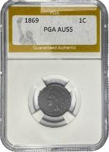 1869 1C Indian Head Cent PGA AU55