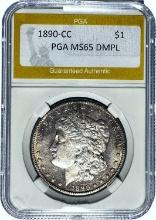 1890-CC Morgan Silver Dollar PGA MS65 DMPL
