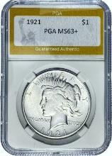 1921 Peace Dollar PGA MS63+