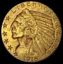 1916 Indian Head Half Eagle $5 Gold CLOSELY UNCIRCULATED