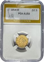 1854-O $2.5 Gold PGA AU58