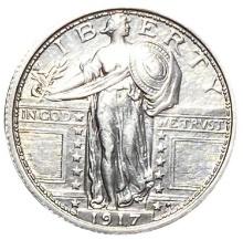 1917 T1 FH Standing Liberty Quarter AU