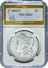 1886-O Morgan Silver Dollar PGA MS62