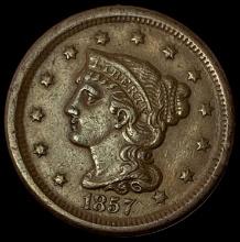 1857 Braided Hair Large Cent CLOSELY UNCIRCULATED