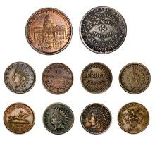 1837-1863 Hard Times and Civil War Tokens Lot [10 Coins]
