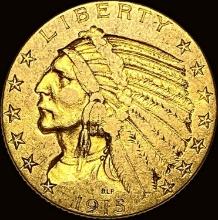 1915 Indian Head Half Eagle $5 Gold LIGHTLY CIRCULATED