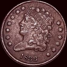 1833 Copper Half Cent LIGHTLY CIRCULATED