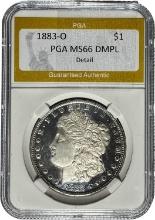1883-O Morgan Silver Dollar PGA MS66 DMPL