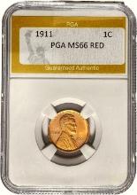 1911 Lincoln Wheat Cent PGA MS66 RED