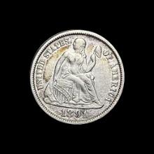 1891 Silver Seated Liberty Dime CLOSELY UNCIRCULATED