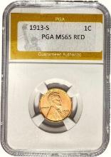 1913-S Lincoln Wheat Cent PGA MS65 RED