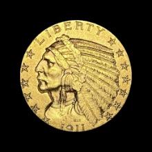 1911 Indian Head Half Eagle $5 Gold CLOSELY UNCIRCULATED