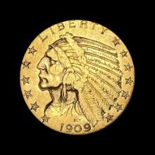 1909 Indian Head Half Eagle $5 Gold NEARLY UNCIRCULATED