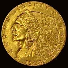 1928 Indian Head Gold $2.50 Quarter Eagle CHOICE AU