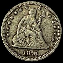 1876-CC Silver Seated Liberty Quarter LIGHTLY CIRCULATED