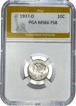 1937-D Mercury Dime PGA MS66 FSB