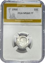 1950 Roosevelt Dime PGA MS68 FT