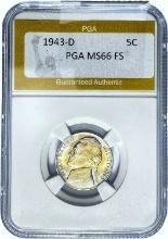 1943-D Jefferson Nickel PGA MS66 FS