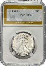 1918-S Walking Liberty Half Dollar PGA MS63