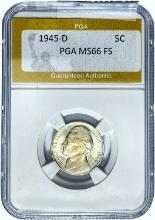 1945-D Jefferson Nickel PGA MS66 FS