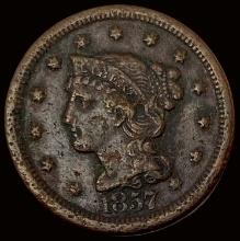 1857 Braided Hair Large Cent LIGHTLY CIRCULATED