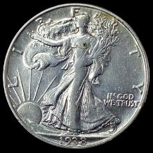 1938-D Silver Half Dollar Walking Liberty NEARLY UNCIRCULATED