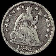 1843 Seated Liberty Half Dime LIGHTLY CIRCULATED