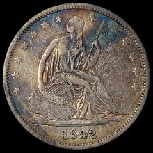 1842 Silver Half Dollar (Seated Liberty) NEARLY UNCIRCULATED