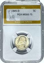 1945-D Jefferson Nickel PGA MS66 FS
