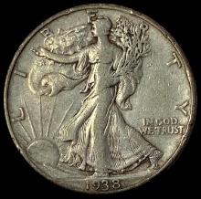 1938-D Silver Walking Liberty Half Dollar NEARLY UNCIRCULATED