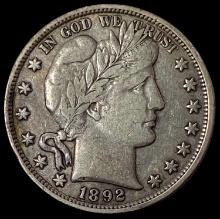 1892-S Silver Barber Half Dollar LIGHTLY CIRCULATED