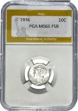 1936 Mercury Dime PGA MS66 FSB