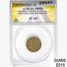 1863 WI Token 510AD-1a Civ. W Storecard ANACS EF45