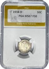 1934-D Mercury Dime PGA MS67 FSB