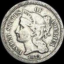 1873 Nickel Three-Cent Piece LIGHTLY CIRCULATED