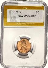 1921-S Lincoln Wheat Cent PGA MS64 RED