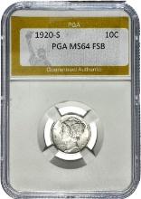 1920-S Mercury Dime PGA MS64 FSB