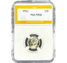 1950 Roosevelt Dime PGA PR68