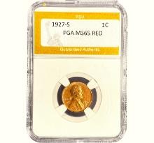 1927-S Lincoln Wheat Cent PGA MS65 RED