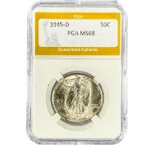 1945-D Walking Liberty Half Dollar PGA MS68