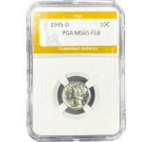 1935-D Mercury Dime PGA MS65 FSB