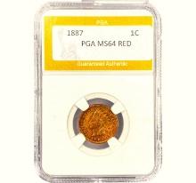 1887 Indian Head Cent PGA MS64 RED