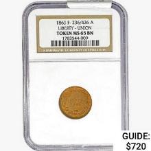 1863 Liberty Union Token NGC MS65 BN F-236/426a
