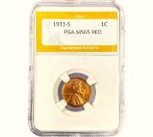 1931-S Lincoln Wheat Cent PGA MS65 RED