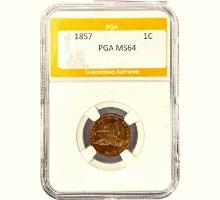 1857 1C Flying Eagle Cent PGA MS64