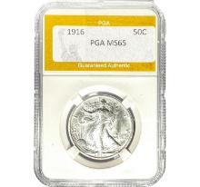 1916 Walking Liberty Half Dollar PGA MS65