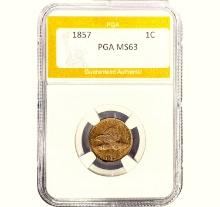 1857 1C Flying Eagle Cent PGA MS63