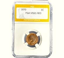 1870 Indian Head Cent PGA MS65 RED