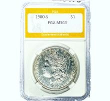 1900-S Morgan Silver Dollar PGA MS63 SILVER