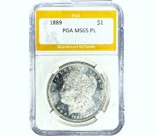 1889 Morgan Silver Dollar PGA MS65 PL